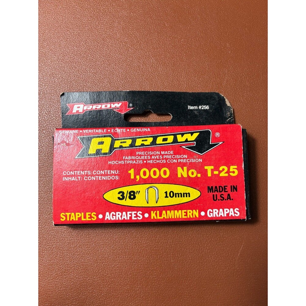 Arrow 3/8" 10mm STAPLES Steel Round Crown Divergent Point Pack of 2